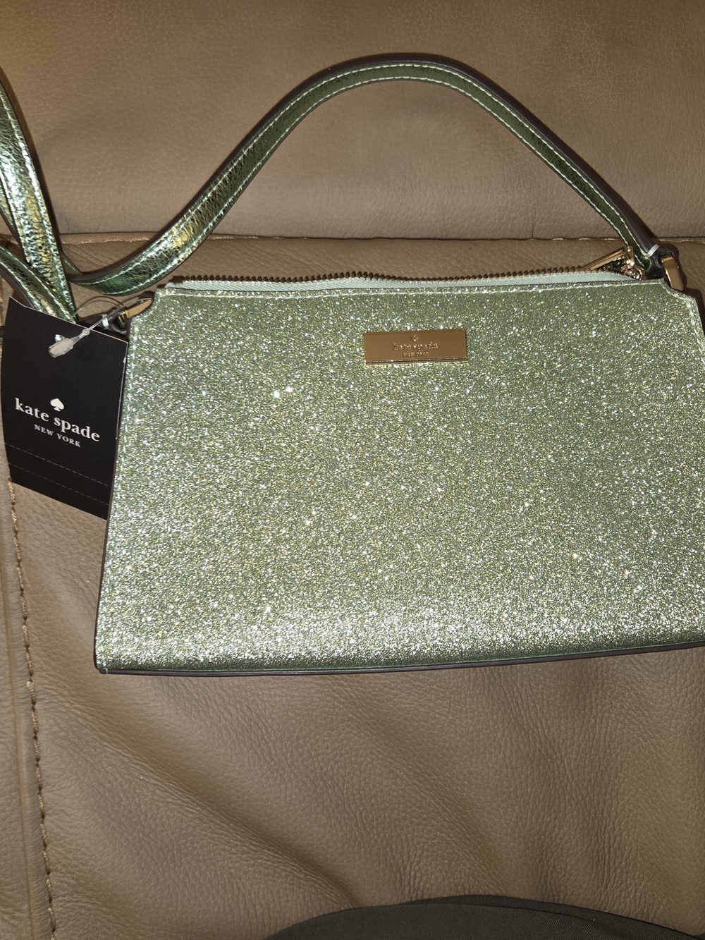 Kate Spade New York Kenzie Glitter Crossbody Bag in Seawater